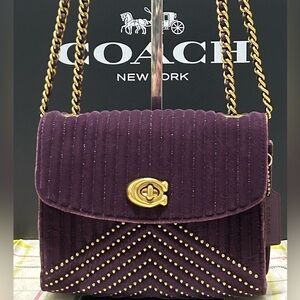 COACH Parker18 Quilted Velvet Calf Leather Trim Convertible Strap Shoulder/XBody